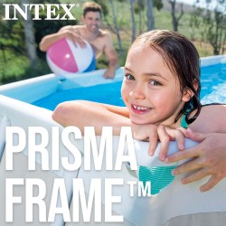 Intex – Piscina Prisma Frame 400x200x122cm Fuori Terra Rettangolare, Pompa Filtro,Scaletta, PVC Grigio, 26790