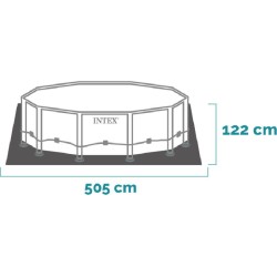 INTEX - Piscina XTR Ultra Frame 488X122 cm Rotonda, Pompa a sabbia, scaletta, telo base, copertura, 26326