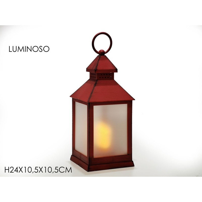 LANTERNA PLASTICA LUMINOSA A LED ROSSA 24cm