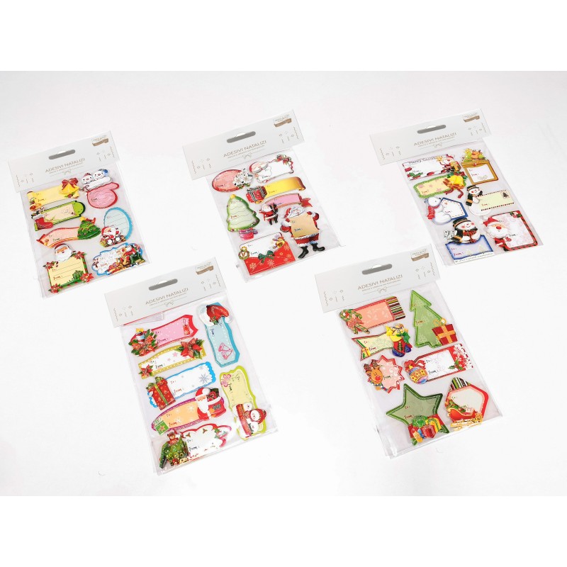 SET STICKER NATALIZI PER PACCHI 9 PEZZI