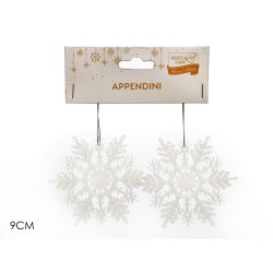 SET 2 APPENDINO FIOCCO DI NEVE BIANCO