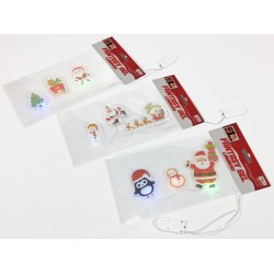 SET 3 GEL STICKER NATALIZI DA FINESTRA CON LUCI