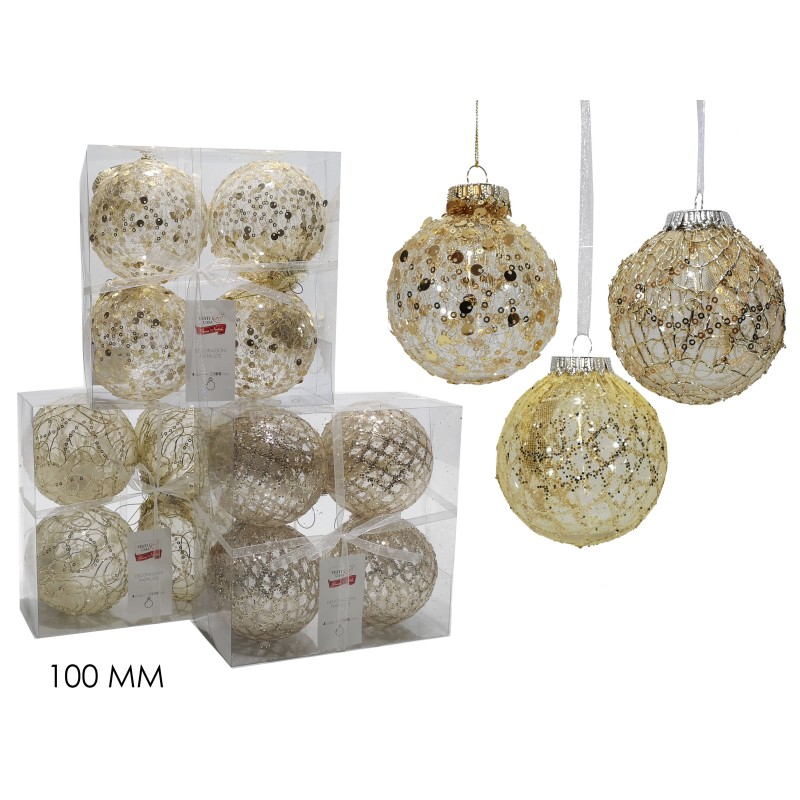 SET 4 PALLE 100mm ORO 3 SOGGETTI ASSORTITI