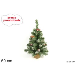 ALBERO INNEVATO 60cm CON BACCHE E PIGNE