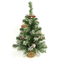 ALBERO INNEVATO 60cm CON BACCHE E PIGNE