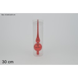 PUNTALE PER ALBERO IN VETRO 30cm LUCIDO ROSSO