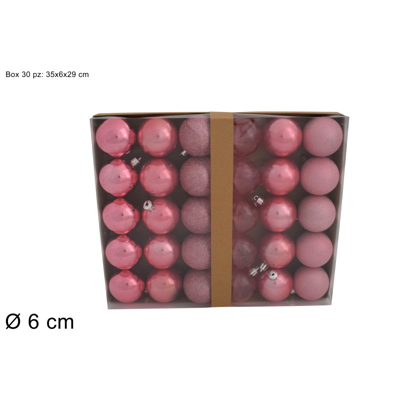 BOX 30pz PALLE 6cm ROSA 6 SOGGETTI