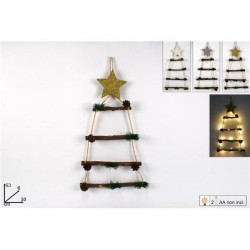 Appendino Albero Tronchetti Legno con Luce, modelli assortiti, 1 pezzo