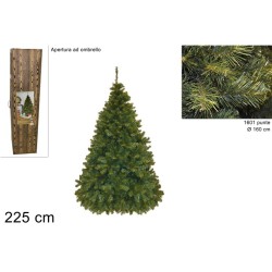 Albero Pino Paris Verde 225 cm -  Abete Artificiale Molto Folto 1601 Punte - 2S003486