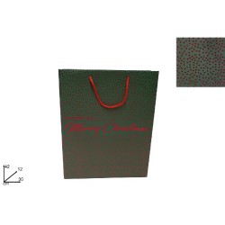 Busta Regalo Verde Borchie Rosse 42 x 30 x 12 cm