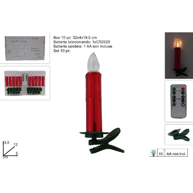 Candele Rosse Led, Set da 10 pezzi