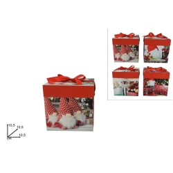 Scatola Regalo Gnomo di Natale 10,5 x 10,5 x 10,5 cm, 4 assortimenti, 1 pezzo