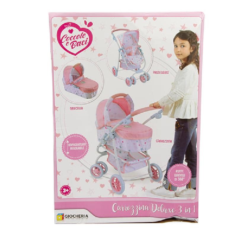 Coccole e Baci - carrozzina deluxe 3 in 1, color rosa, età 3+, GGI210059