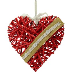 Appendino Cuore Legno con Merletto 29 cm