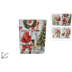 BUSTA REGALO BABBO NATALE CLASSICO 33x45x10,5 CM, 4 ASSORTIMENTI