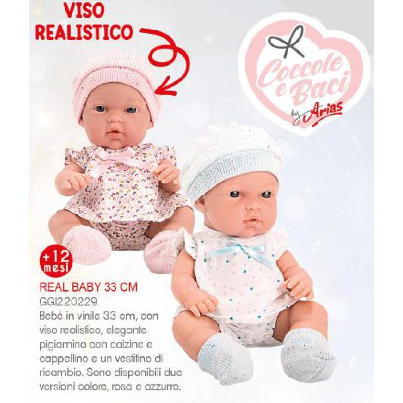 Coccole e Baci - Real Baby 33 cm. - 2 assortimenti (rosa/azzurro) - GGI220229