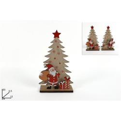 ALBERO LEGNO CON BABBO NATALE, MODELLI ASSORTITI