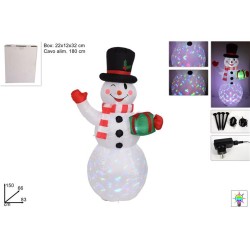 GONFIABILE PUPAZZO DI NEVE CON LUCI DISCO 150 CM