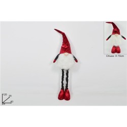 GNOMO DI NATALE 120 CM ESTENSIBILE CAPPELLO ROSSO CON STELLE