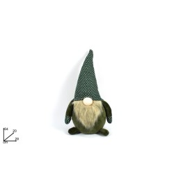 GNOMO DI NATALE 64 CM IN VELLUTO CON CAPPELLO VERDE