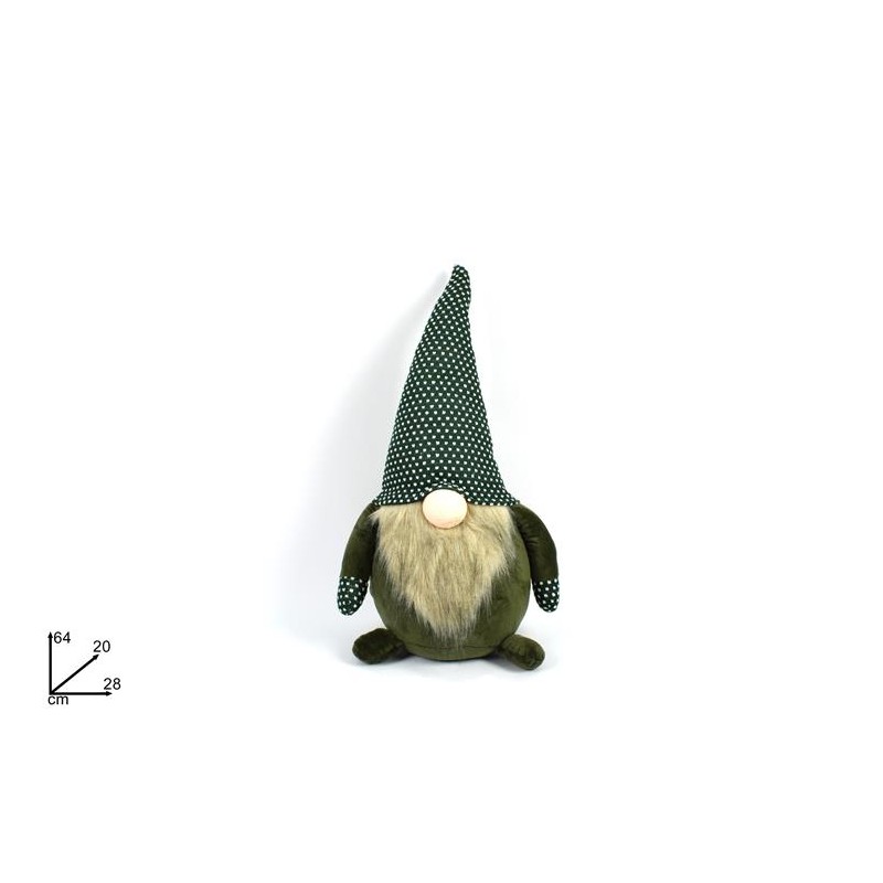 GNOMO DI NATALE 64 CM IN VELLUTO CON CAPPELLO VERDE