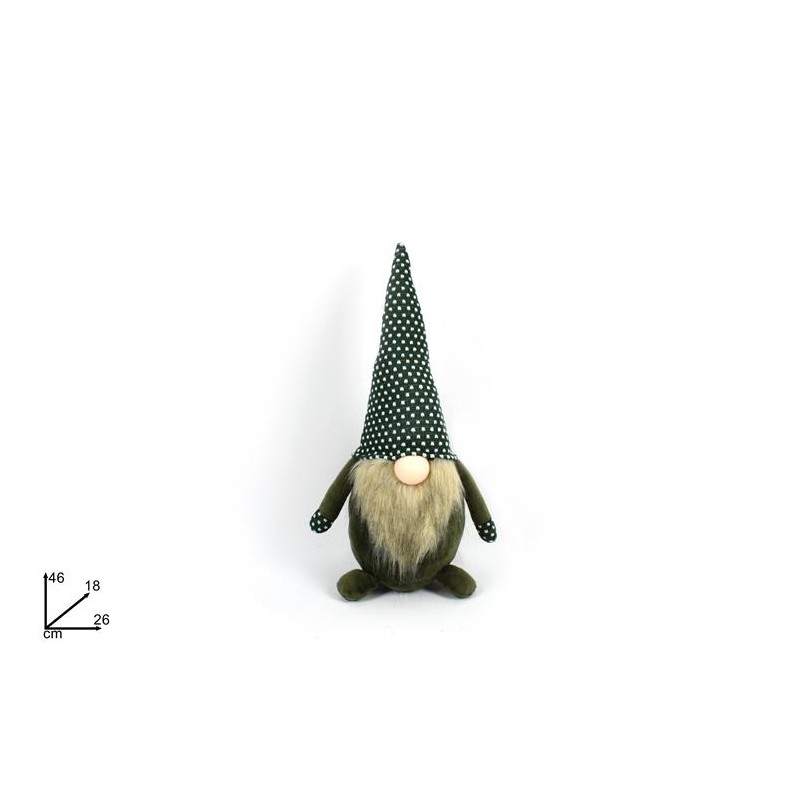 GNOMO DI NATALE 46 CM IN VELLUTO CON CAPPELLO VERDE