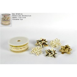 NASTRI 3 PZ 1 CM X 5MT - COCCARDE IN BOX PVC ORO