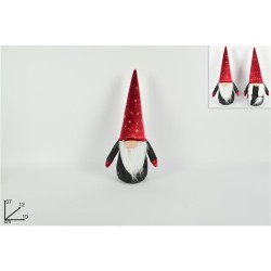 GNOMO DI NATALE 37 CM CON CAPPELLO ROSSO E STELLE, 2 MODELLI ASSORTITI