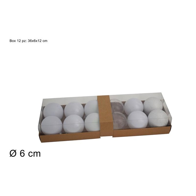 BOX PALLE Ø 6 CM 12 PZ IN 6 ASSORTIMENTI COLORE BIANCO