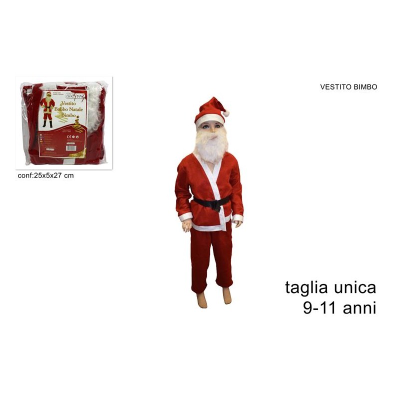 VESTITO PER BAMBINO BABBO NATALE TAGLIA UNICA 9-11 ANNI