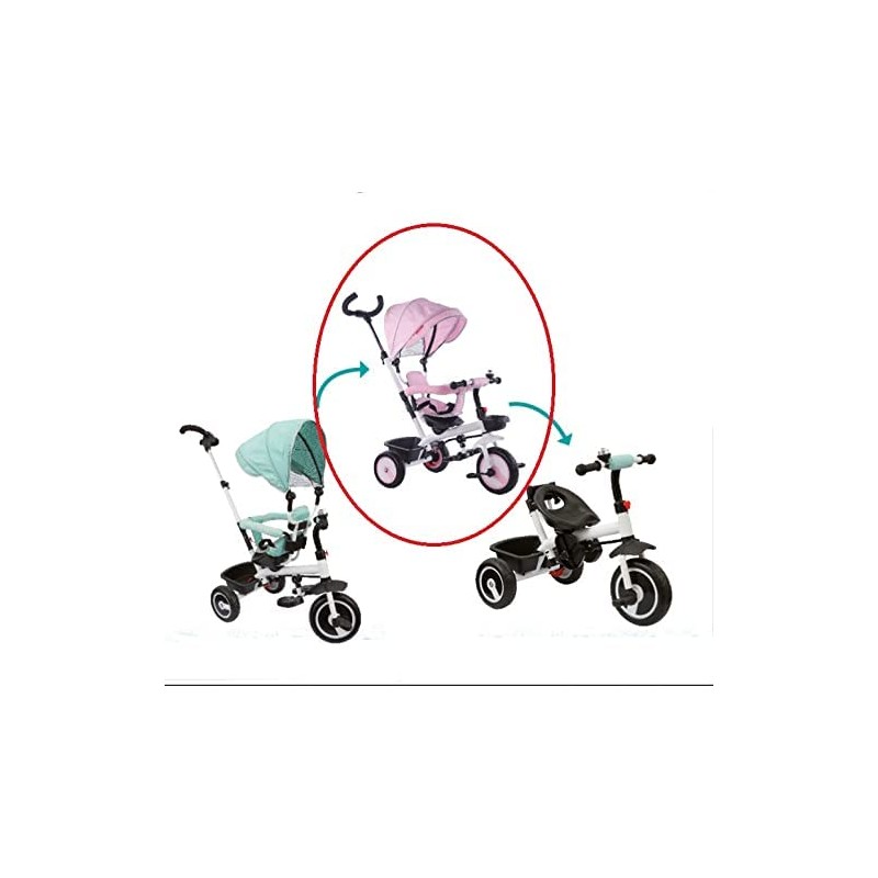 Giò Baby - Nata Triciclo Girevole Rosa 3 in 1 per i Bambini da 9 Mesi a 3 Anni - GGI210031