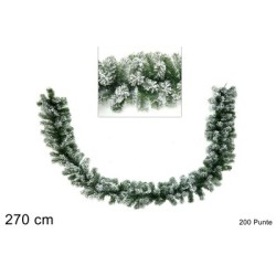 GHIRLANDA TRALCIO VERDE INNEVATO 270 CM PINO 200 PUNTE NATALE ALBERO ADDOBBI DECORAZIONI