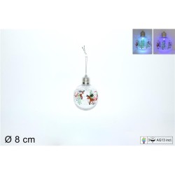 PALLA Ø 8 CM PLASTICA BABBO NATALE CON LUCE