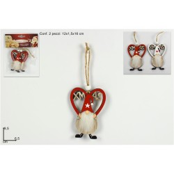 APPENDINI GNOMO DI NATALE CON CUORE SET 2 PZ, MODELLI ASSORTITI