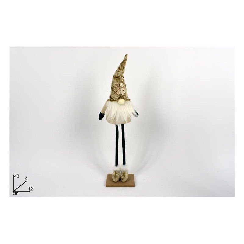 GNOMO DI NATALE IN VELLUTO CON CAPPELLO BEIGE