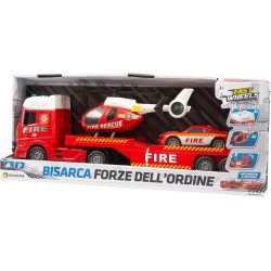 Fast Wheels - Bisarca Camion Forze dell Ordine, 2 assortimenti (Polizia o Pompieri), 1 pezzo, GGI230296