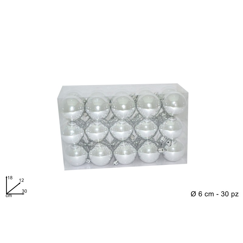 BOX 30 PALLE 6 CM LUCIDE SILVER