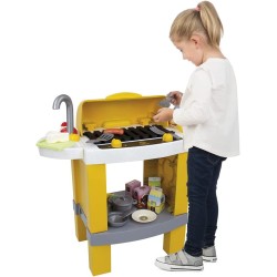 Giochi di Casa - Cucina MasterChef  Bambino 2 in 1 con Luce Si trasforma in Barbecue Completo di 26 Accessori 57 x 18 x 81,5 cm,