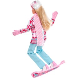 Mattel - Barbie Snowboarder, Alta 30+ cm, bionda e con Giacca e Pantaloni da Sport Invernali, Tanti Accessori tra Cui Sciarpa, C