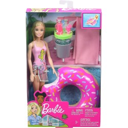 Barbie- Playset Bambola Bionda Pronta per la Festa in Piscina, con Accessori, GHT20