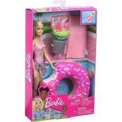 Barbie- Playset Bambola Bionda Pronta per la Festa in Piscina, con Accessori, GHT20