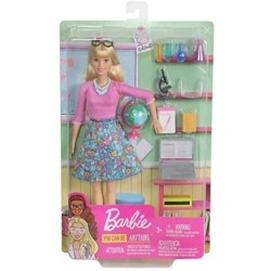 Barbie Bambola Insegnante, con 10 Accessori tra cui Computer e Mappamondo, Giocattolo per Bambini 3+ Anni, GJC23