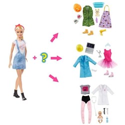 Barbie- Carriere a Sorpresa Bambola e 2 Outfit Ingegnere e Pattinatrice Giocattolo per Bambini 3+ Anni, GLH62