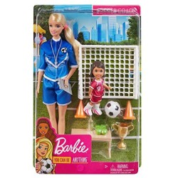 Barbie- Playset Allenatrice di Calcio con 2 Bambole e Accessori Giocattolo per Bambini 3+ Anni, GLM47