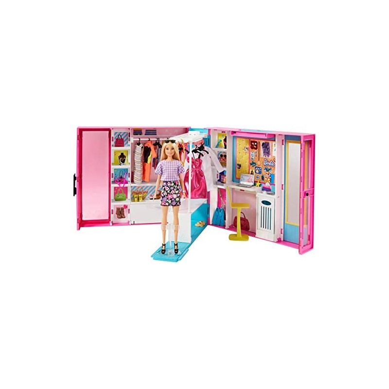 Mattel - Barbie Armadio dei Sogni, Include una Bambola con 4 Look Diversi e più di 25 Accessori, Giocattolo per Bambini 3+Anni, 