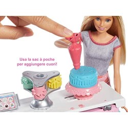 Barbie La Pasticceria Playset con Bambola Bionda, Isola per Cucinare, Forno e Accessori, Giocattolo per Bambini 4+ Anni