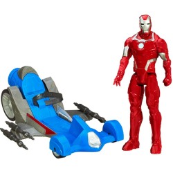 Hasbro - Avengers, personaggio Iron Man 30cm con veicolo, A7363