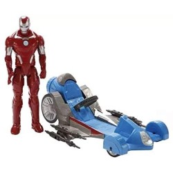 Hasbro - Avengers, personaggio Iron Man 30cm con veicolo, A7363