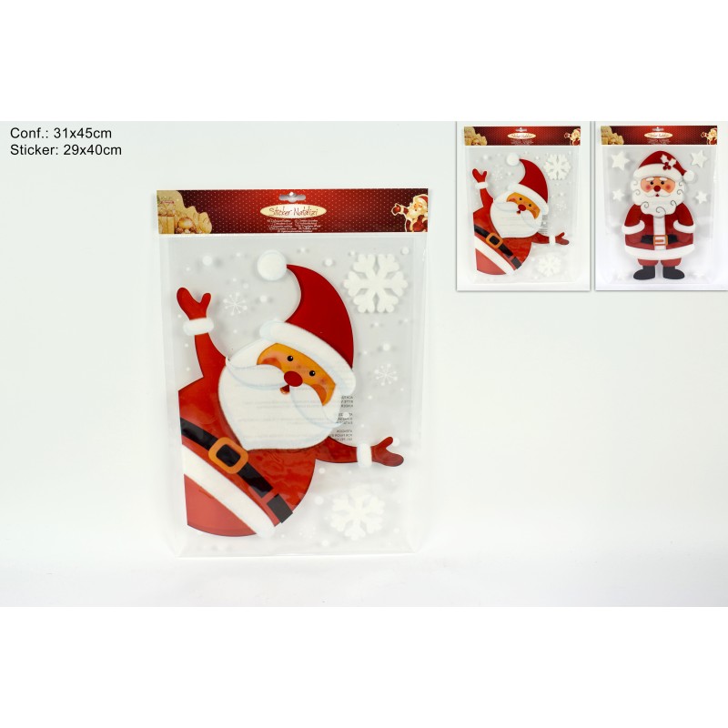 Stickers Babbo Natale cm 29x40, soggetti assortiti