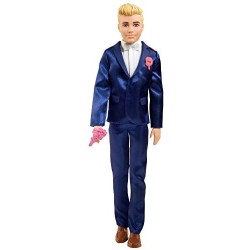 Barbie Bambola Ken Sposo Biondo, con Smoking, Scarpe e 5 Accessori, Giocattolo per Bambini 3+Anni,GTF36